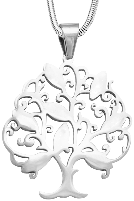 Personalized Tree of My Life Necklace 8 - Sterling Silver