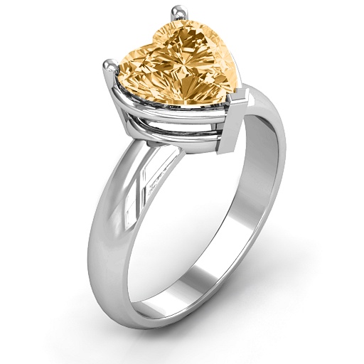 Heart Stone in a Double Gallery Setting Ring 