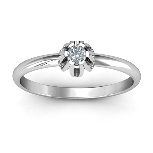 Solitaire Gemstone Ring in a Scalloped Setting 