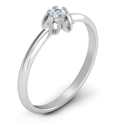 Solitaire Gemstone Ring in a Scalloped Setting 
