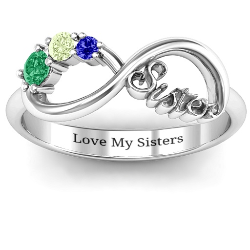 Sterling Silver 2-4 Stone Sisters Infinity Ring 