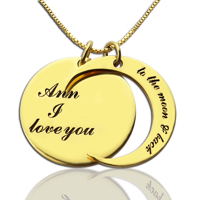 I Love You to The Moon and Back Love Necklace 18ct Gold