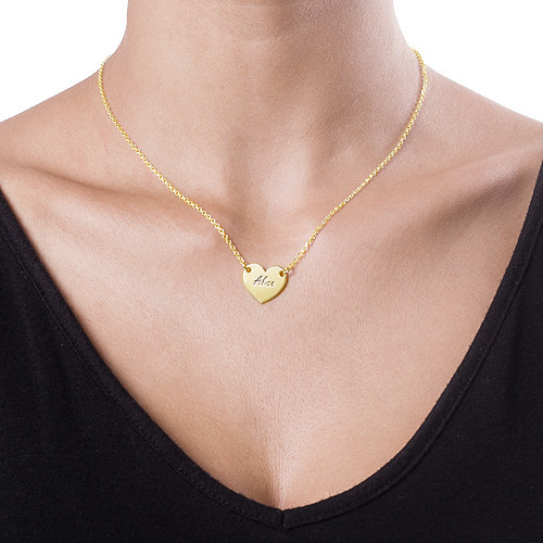 18ct Gold Heart Necklace Engraved