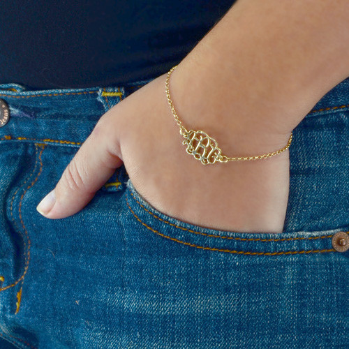 18ct Gold Silver Monogram Bracelet