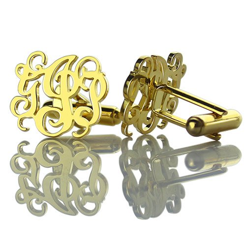 Monogrammed Cuff links Cut Out Initials 18ct Gold