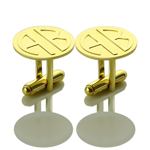 Cufflinks for Men with Block Monogram 18ct Gold