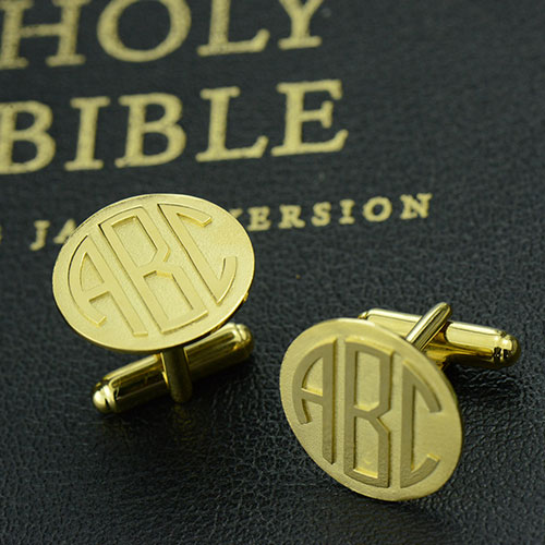 Cool Mens Cufflinks with Monogram Initial 18ct Gold
