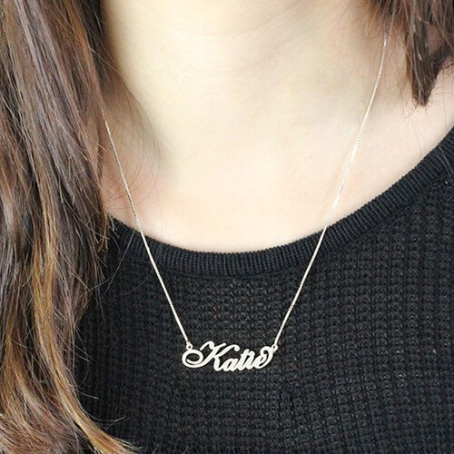 Personalized Nameplate Necklace Carrie Stering Silver
