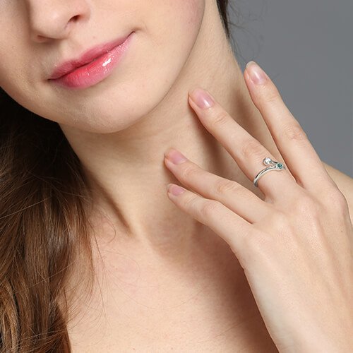 Dual Drops Birthstone Ring In Sterling Silver 