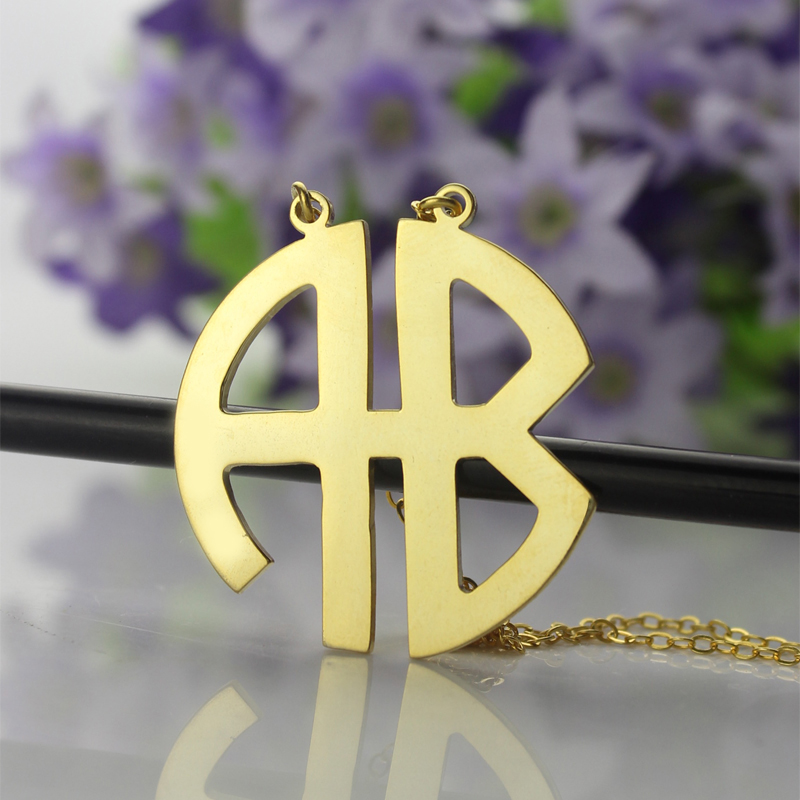 Two Initial Block Monogram Pendant 18ct Gold