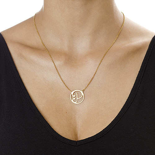 18k Gold Plated Cut Out Initial Necklace