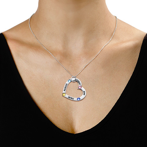 Mum's Birthstone Heart Necklace 