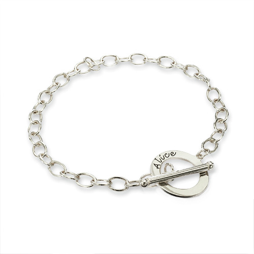 Personalized Sterling Silver T-Bar Bracelet