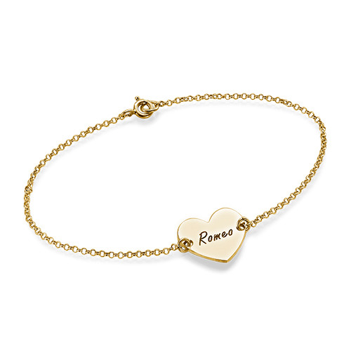 Sterling Silver Engraved Heart Couples Bracelet