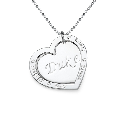 Family Heart Necklace in Silver