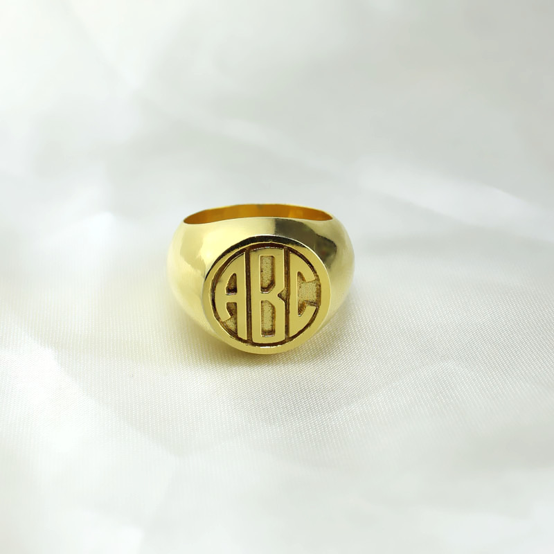 Customised Signet Ring with Block Monogram 18ct Gold